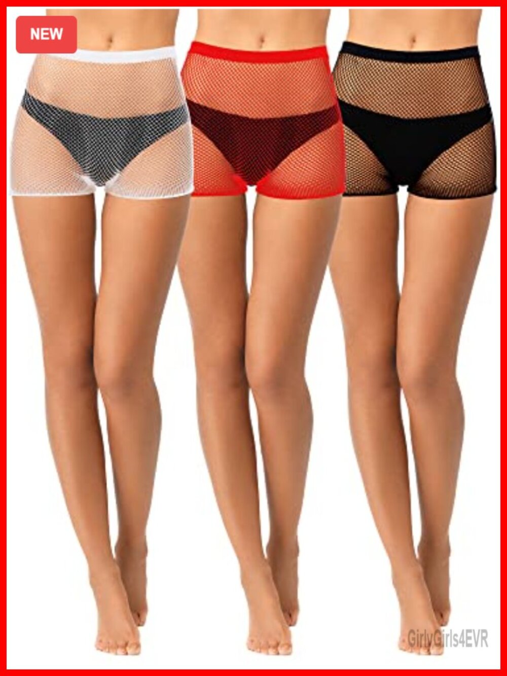 Fishnet Mesh Biker Shorts High Waisted Elastic Yoga Shorts 3 Pcs Set